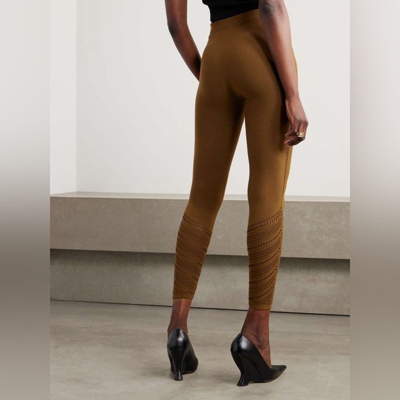 NWT Wolford Perforated Wool-Blend Leggings in Brown Size Small Quiet Luxury - Picture 15 of 16